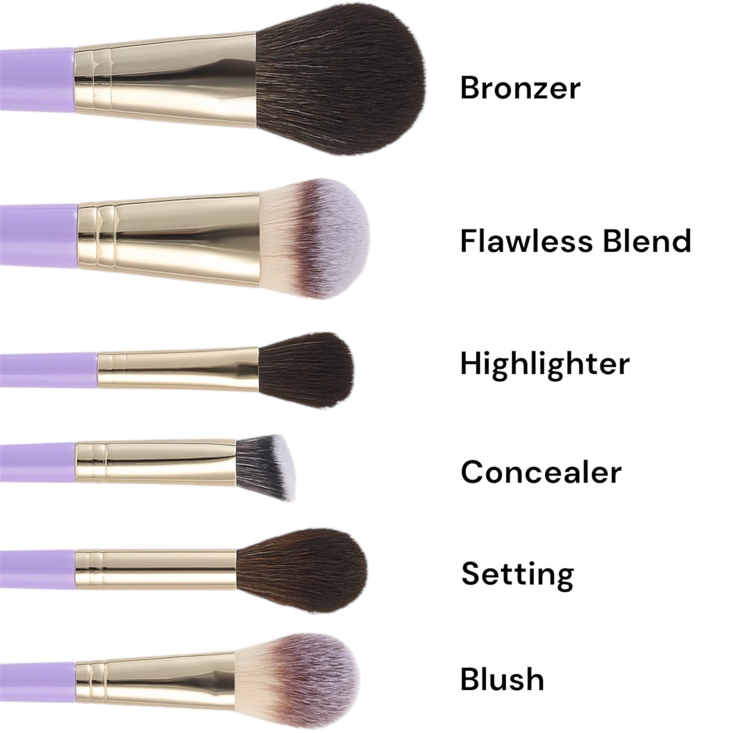Lilac Dreams- 15 piece brush set with bag and sponge