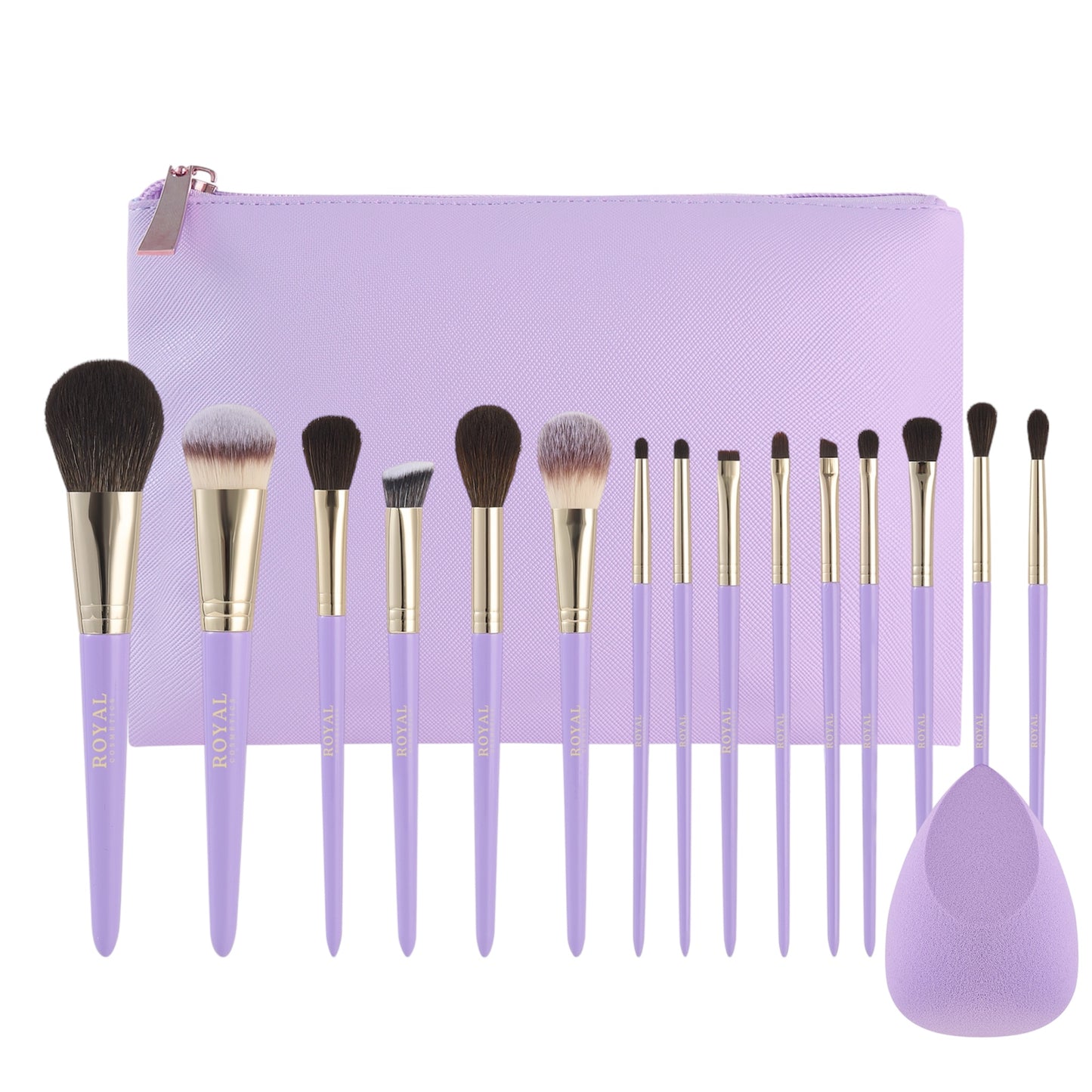 Lilac Dreams- 15 piece brush set with bag and sponge